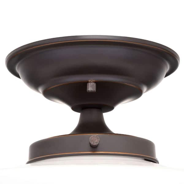 Hampton Bay - Esdale 12 in. 1-Light Oil Rubbed Bronze Semi-Flush Mount