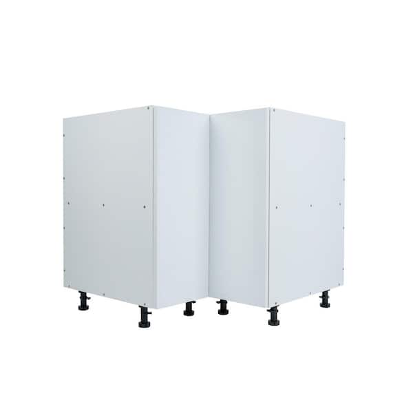 Cambridge Radiance 36 in. W x 24 in. D x 34.5 in. H Ready to Assemble Slab Corner Lazy Susan Kitchen Cabinet in White Gloss