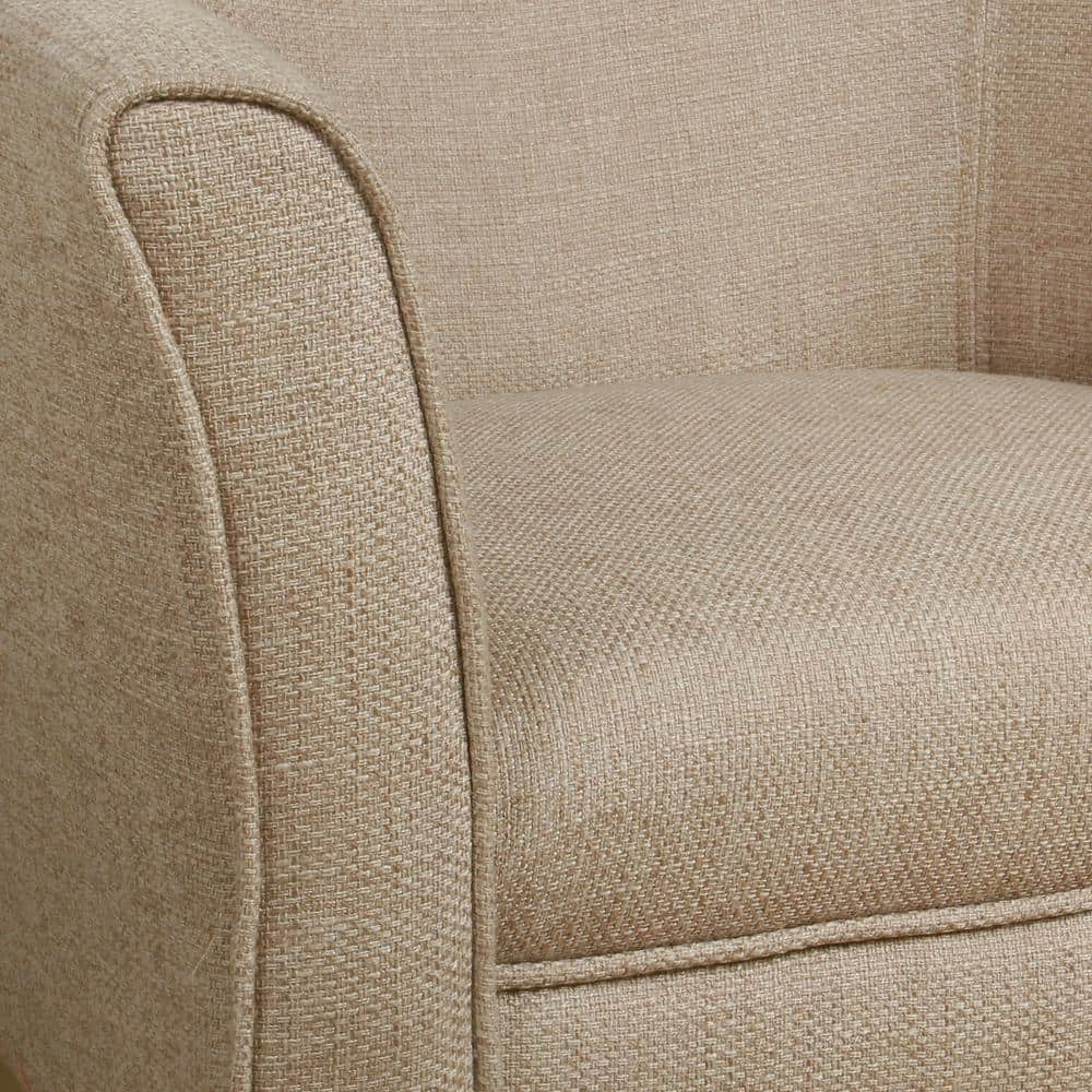 Flax Brown Modern Barrel Wooden Accent Chair
