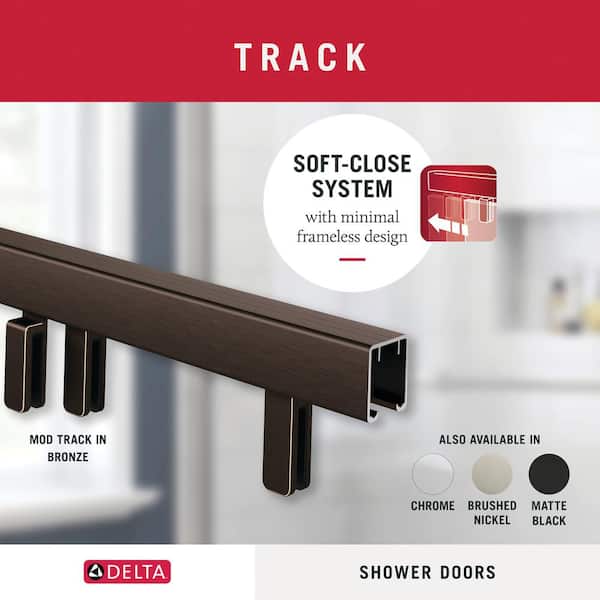 Mod: 2.3 in. W x 60 in. D Frameless Sliding Shower/Tub Hardware Assembly Kit in Bronze (For 3/8 in. (10mm) Glass)