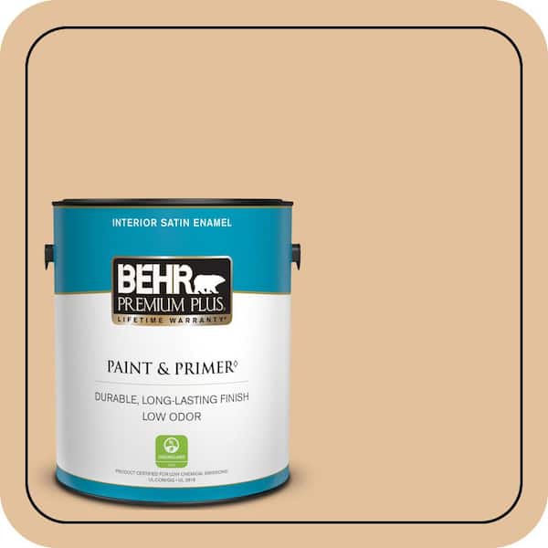 BEHR PREMIUM PLUS 1 gal. #S270-3 Tostada Satin Enamel Low Odor Interior Paint & Primer