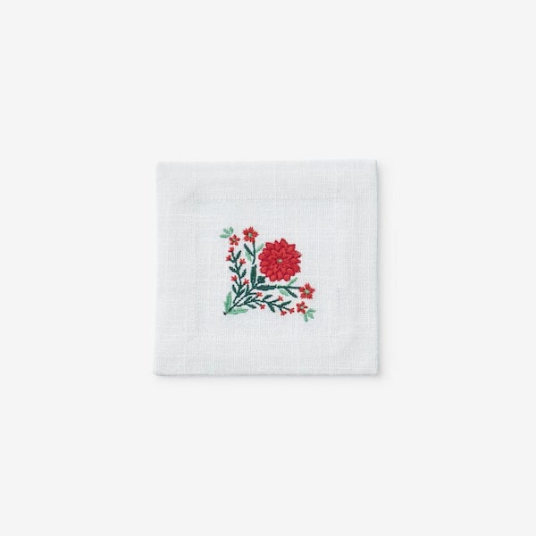 Company Cotton Embroidered Novelty 5 in. W x 5 in. H Red Cotton Napkins Set of 4