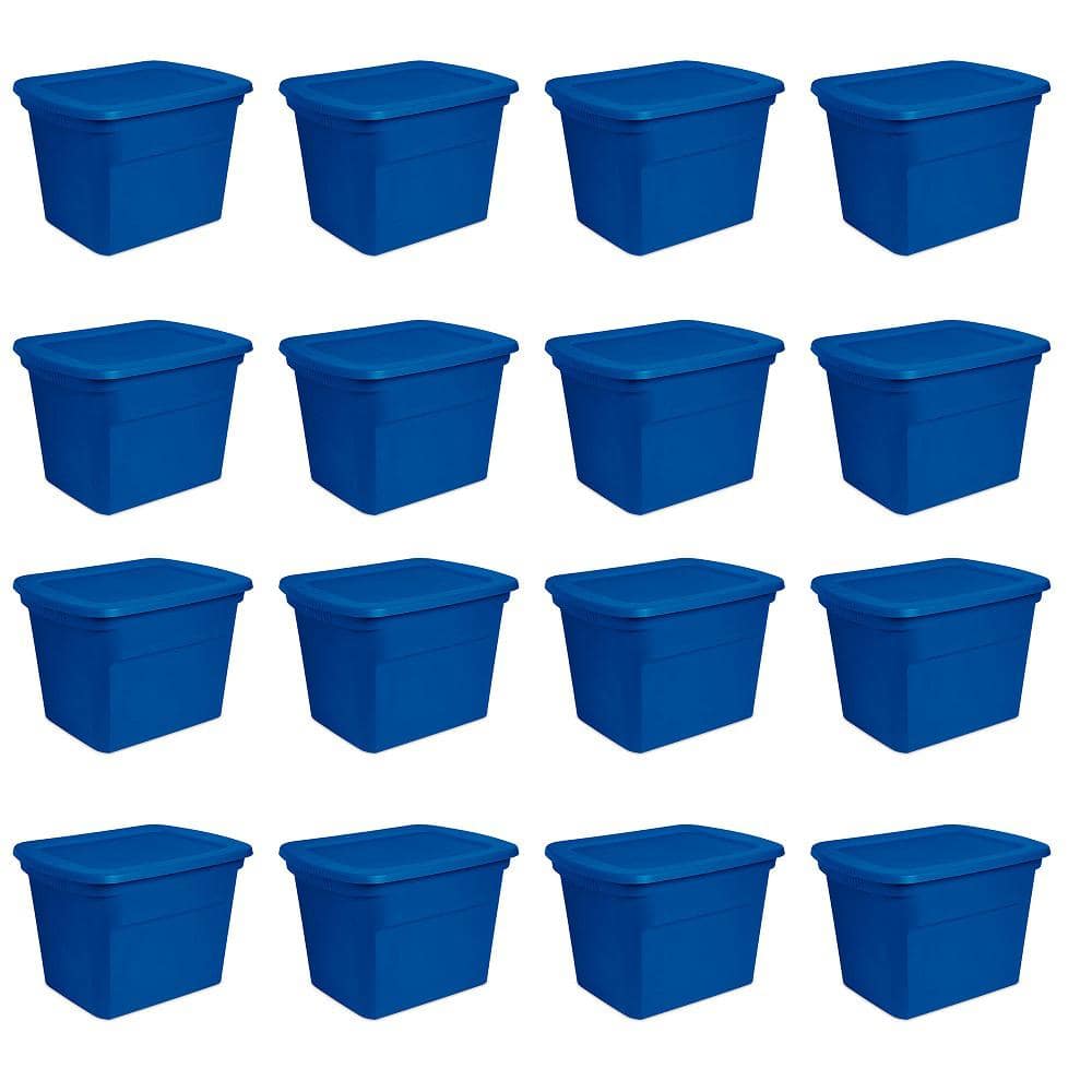 STERILITE 72 Quart Storage Totes, Blue Morpho - Case of 8 - Bed