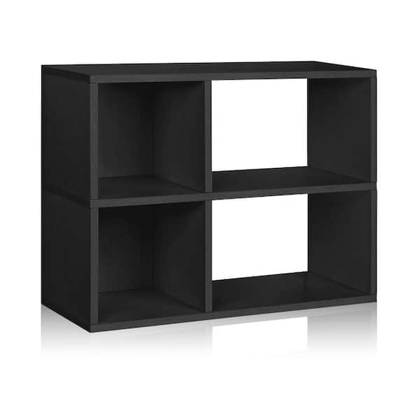 Way Basics Chelsea 12 in. x 32.1 in. x 24.8 in. 2-Shelf zBoard Bookcase, Tool-Free Assembly Cubby Storage in Black Wood Grain