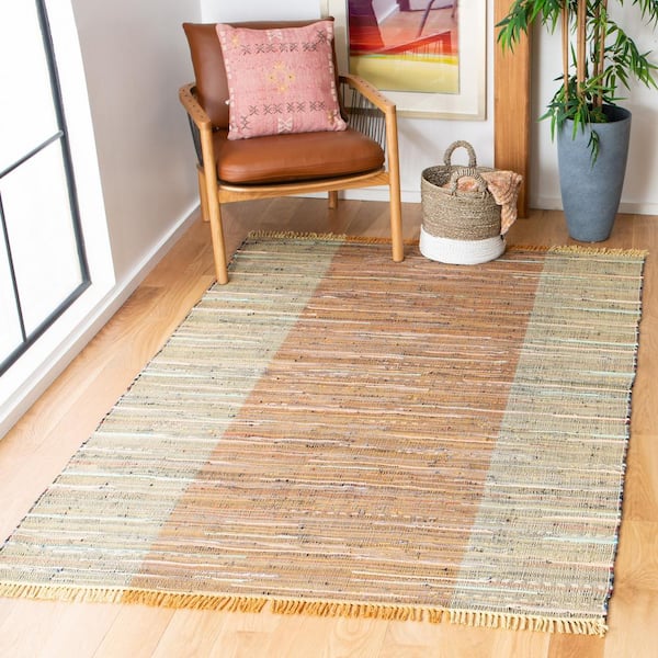 Rag Rug Rust/Gold 4 ft. x 6 ft. Multi-Striped Area Rug