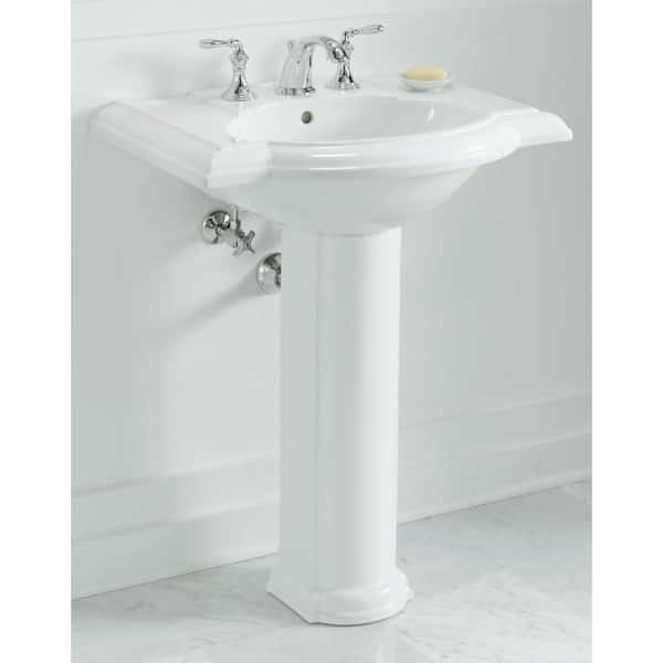 KOHLER Devonshire Vitreous China Pedestal Combo Bathroom Sink in White with Overflow Drain