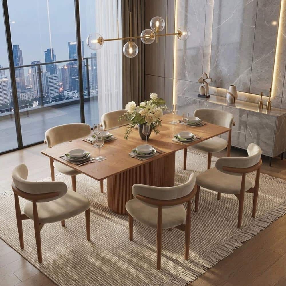Silva-Rectangular Dining Table with Pedestal Base, Seats 6