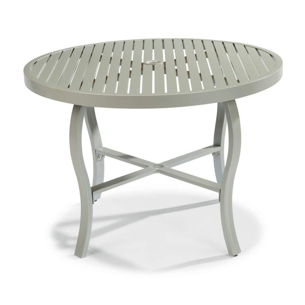 Captiva Gray Aluminum Outdoor Dining Table with Umbrella Hole