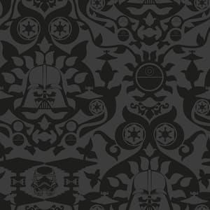 Charcoal Star Wars The Dark Side Damask Peel and Stick Wallpaper