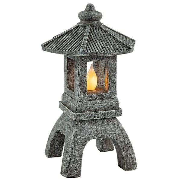 Solar Statue Pagoda Garden Statue, Solar Powered Statue, Outdoor Zen Garden Lantern ...