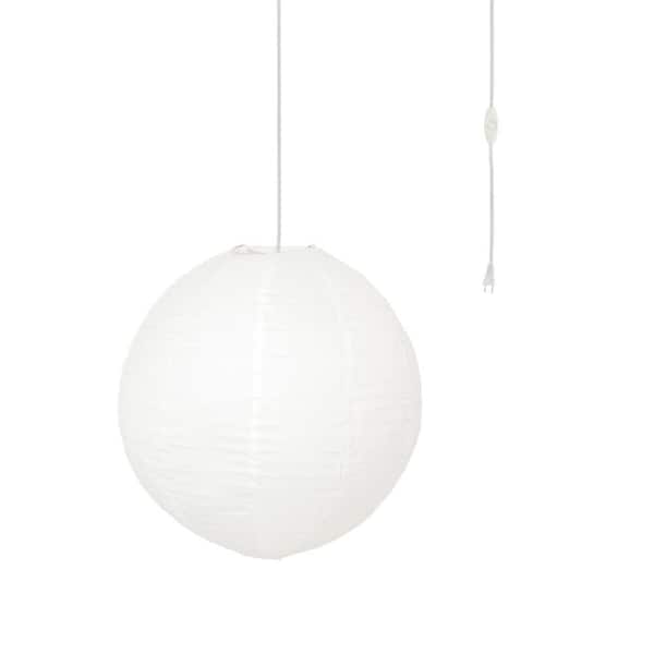 MPG Orb 60-Watt 1-Light White Hanging Lantern Pendant-Light with 