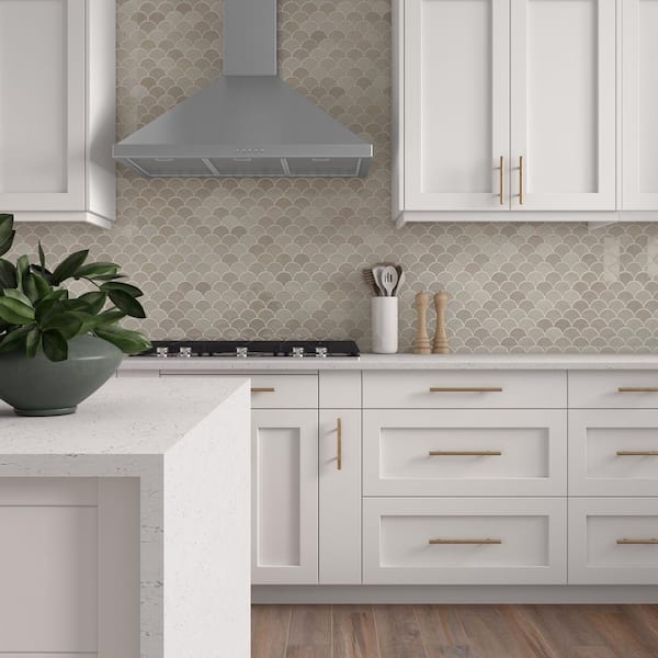 Miramo Sand 3-1/4 in. x 3-1/4 in. Glossy Ceramic Fan Mosaic Tile Sample