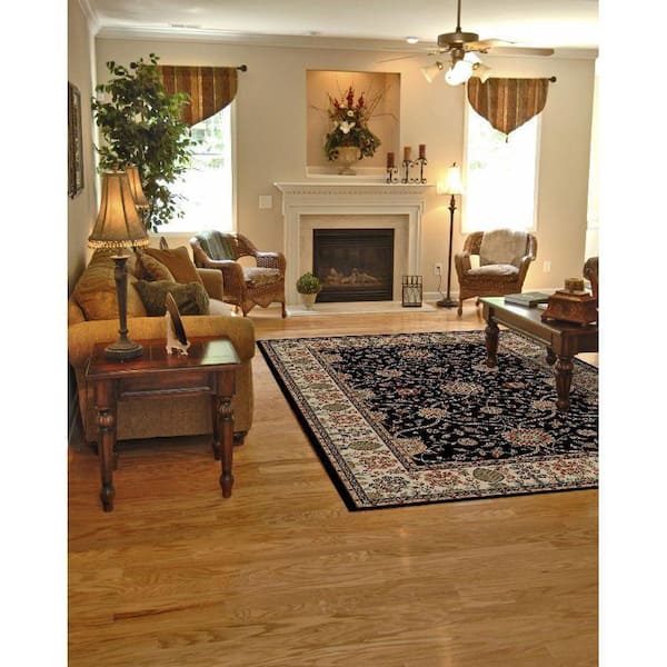 Jewel Voysey Black 4 ft. x 6 ft. Area Rug