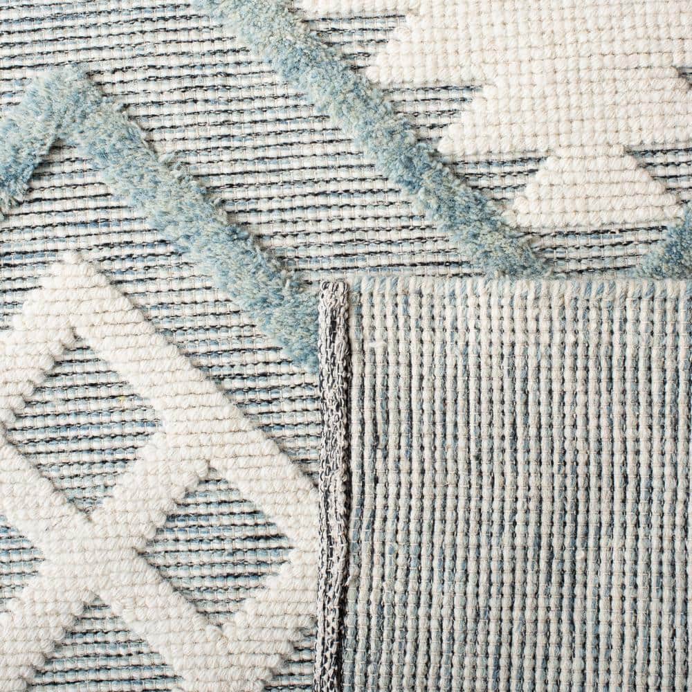 Vermont Blue and Ivory Handwoven Wool Area Rug 5' x 8'