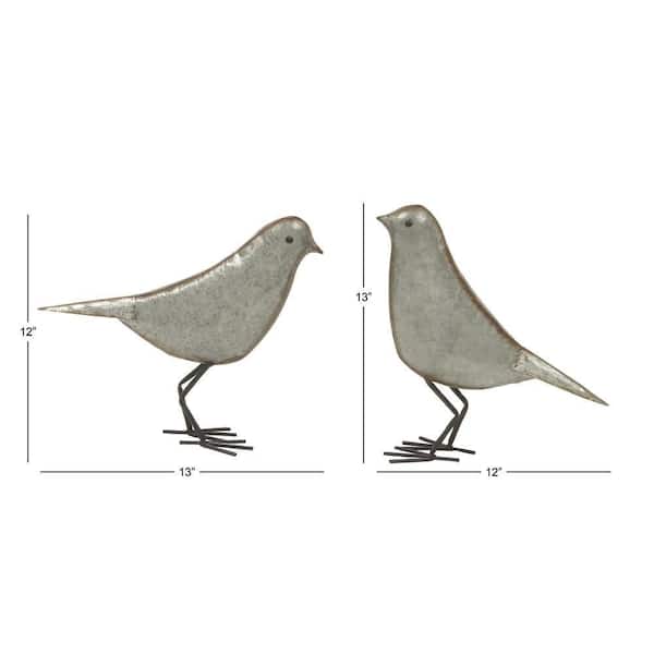 Litton Lane Gray Metal Bird Sculpture 59430 - The Home Depot