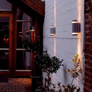 Dark Gray LED Outdoor Wall Lantern Sconce