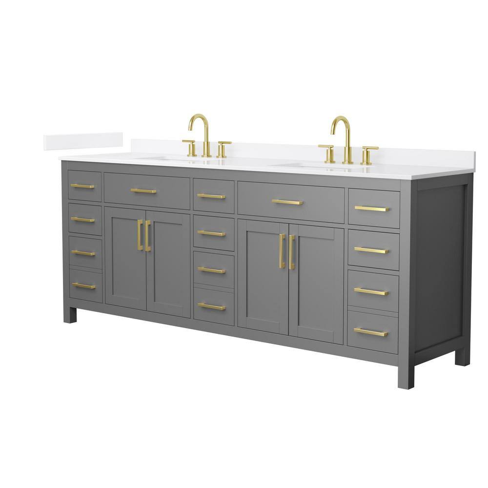 Beckett 84 in. Double Freestanding Dark Gray Bath Vanity with White Quartz Top (Assembled) price history on PriceWatchPro