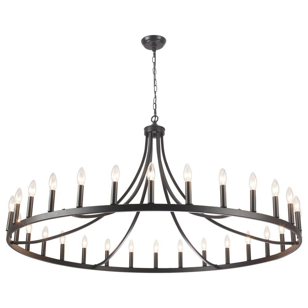 30-Light 52 in. Large Black Wagon Wheel Chandelier for Farmhouse Industrial Dining Room Living Room price history on PriceWatchPro