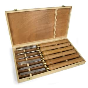 Mophorn Wood Chisel Sets 12pcs，Wood Carving Hand Chisel 3-3/4Inch Blade  Length,Woodworking Chisels with Red Eucalyptus Handle,Wood Tool Box,for  Wood