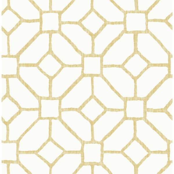 A-Street Prints Addis Gold Yellow Trellis Matte Non Woven Wallpaper Roll