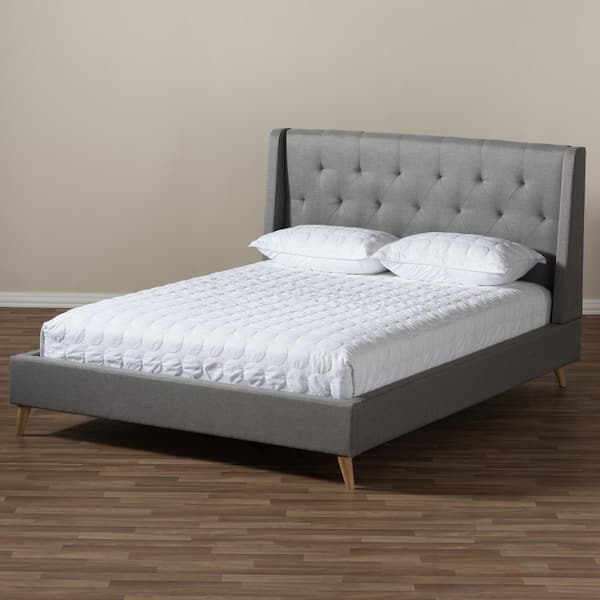 Baxton Studio Adelaide Gray Fabric Upholstered Queen Platform Bed