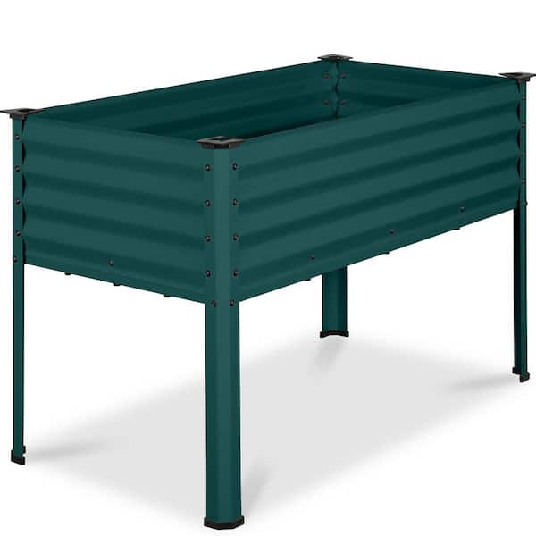 Best Choice Products 48 in. x 24 in. x 30 in. Peacock Blue Rectangle Galvanized Steel Raised Garden Bed Planter Box