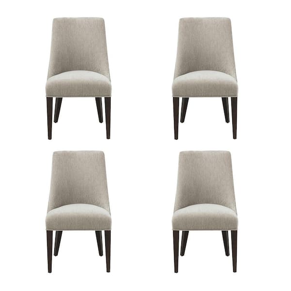 Beever Modern Taupe Chenille Fabric Upholstered Dining Side Chair with Rubberwood Legs (Set of 4)