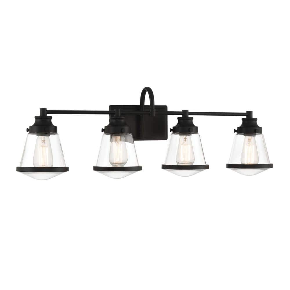 Mannsdale 33 in. 4-Light Black Vanity Light with Clear Glass Shades price history on PriceWatchPro