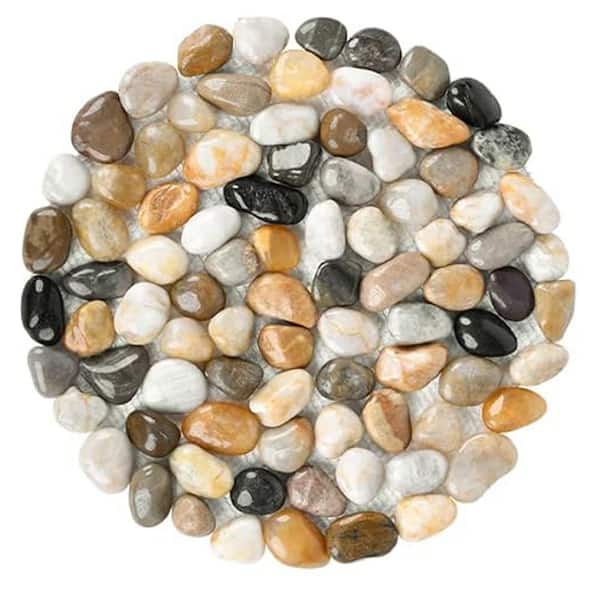 12 in. Polished Pebble River Stone Stepping Stones Smooth Comfort Walkway Decoration 3 Pices Multi-Color