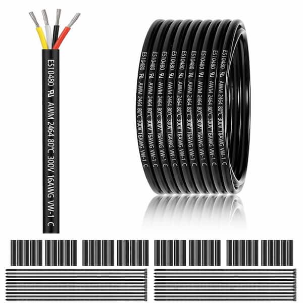 16 AWG 4 Conductor Electrical Wire 100 Ft UL2464 Tinned Copper PVC 300V for LED Lighting Outdoor Low