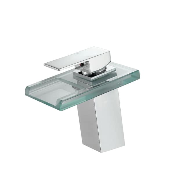 Tahanbath Single Handle Single Hole Bathroom Cantilever Faucet LED Light Bathroom Sink Faucet 3-Colors in Brushed Nickel