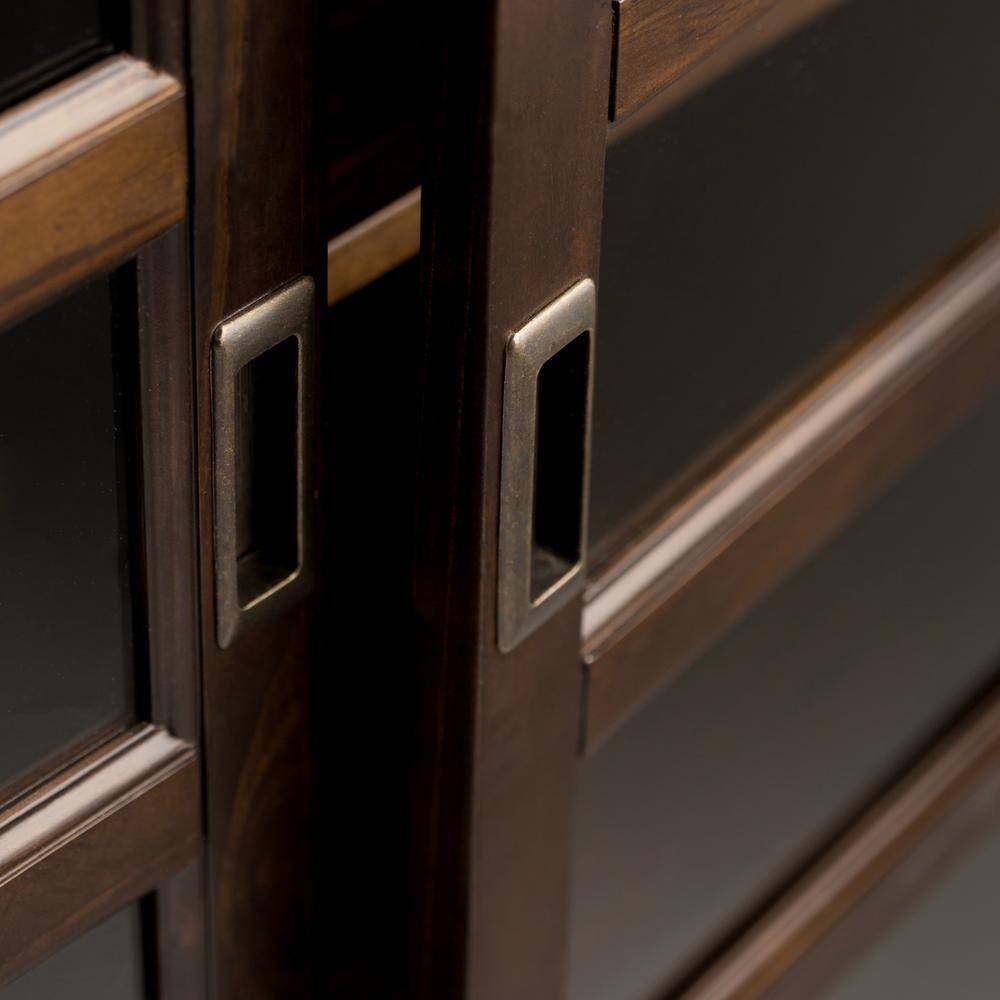 Burlington Medium Mahogany Brown Storage Cabinet with Tempered Glass Doors
