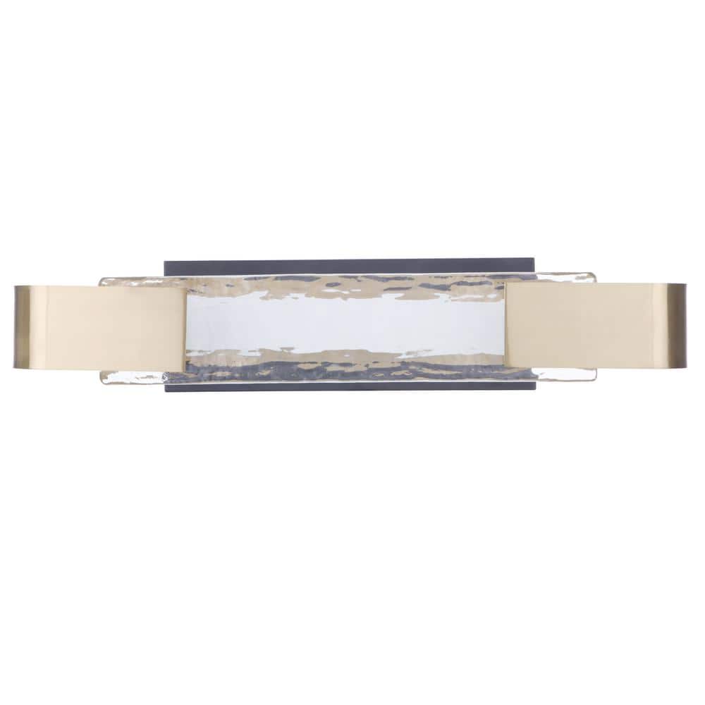 Harmony 24 in. 1-Light Flat Black/Satin Brass Finish LED Vanity Light Bar with Clear Artisan Glass price history on PriceWatchPro