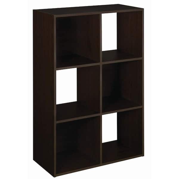 ClosetMaid 35.88 in. H x 24.13 in. W x 11.89 in. D Dark Brown Wood Look 6-Cube Organizer