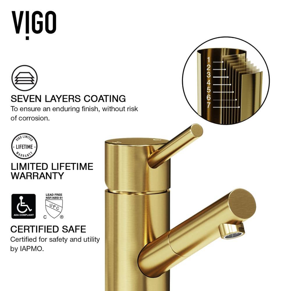 Noma 7.75" Matte Gold Single Handle Deck-Mount Bathroom Faucet