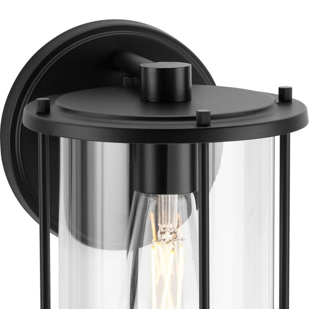 Matte Black and Clear Glass Cylinder Wall Sconce