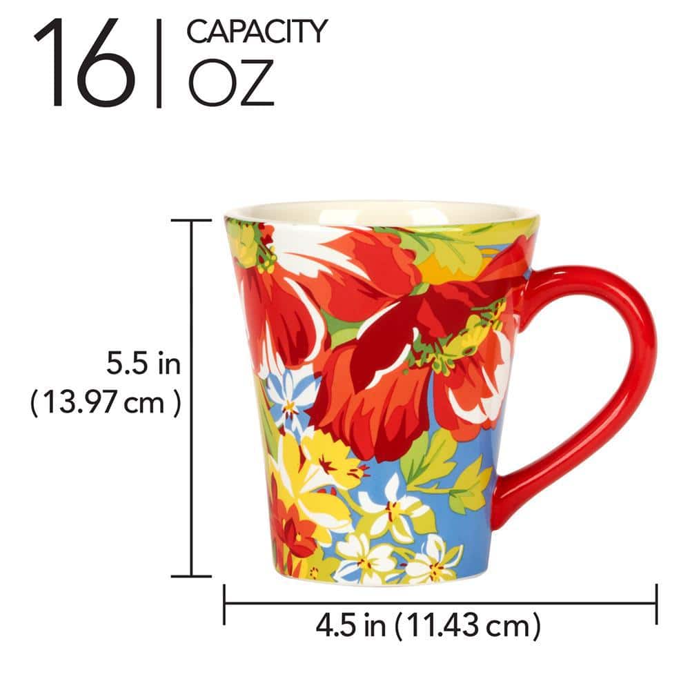 Spring Blossom Red and Blue Ceramic Mug Set