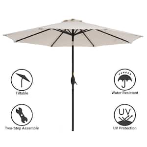 9 ft. Patio Market Crank and Tilt Umbrellas, Table Umbrellas,UV-Resistant Canopy in Beige