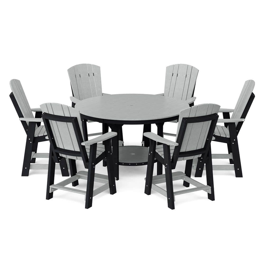 "Heritage 7-Piece Light Gray and Black HDPE Plastic Outdoor Patio 60"" Counter Set" price history on PriceWatchPro
