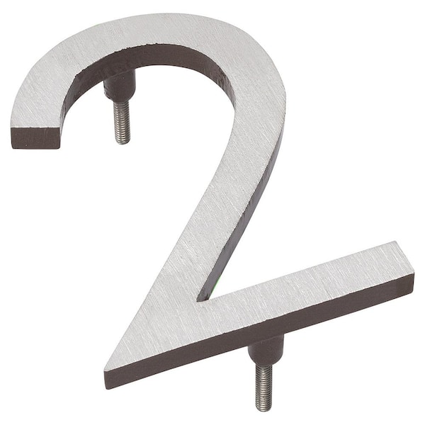 Montague Metal Products 4 in. Satin Nickel/Roman Bronze 2-Tone Aluminum Floating or Flat Modern House Number 2