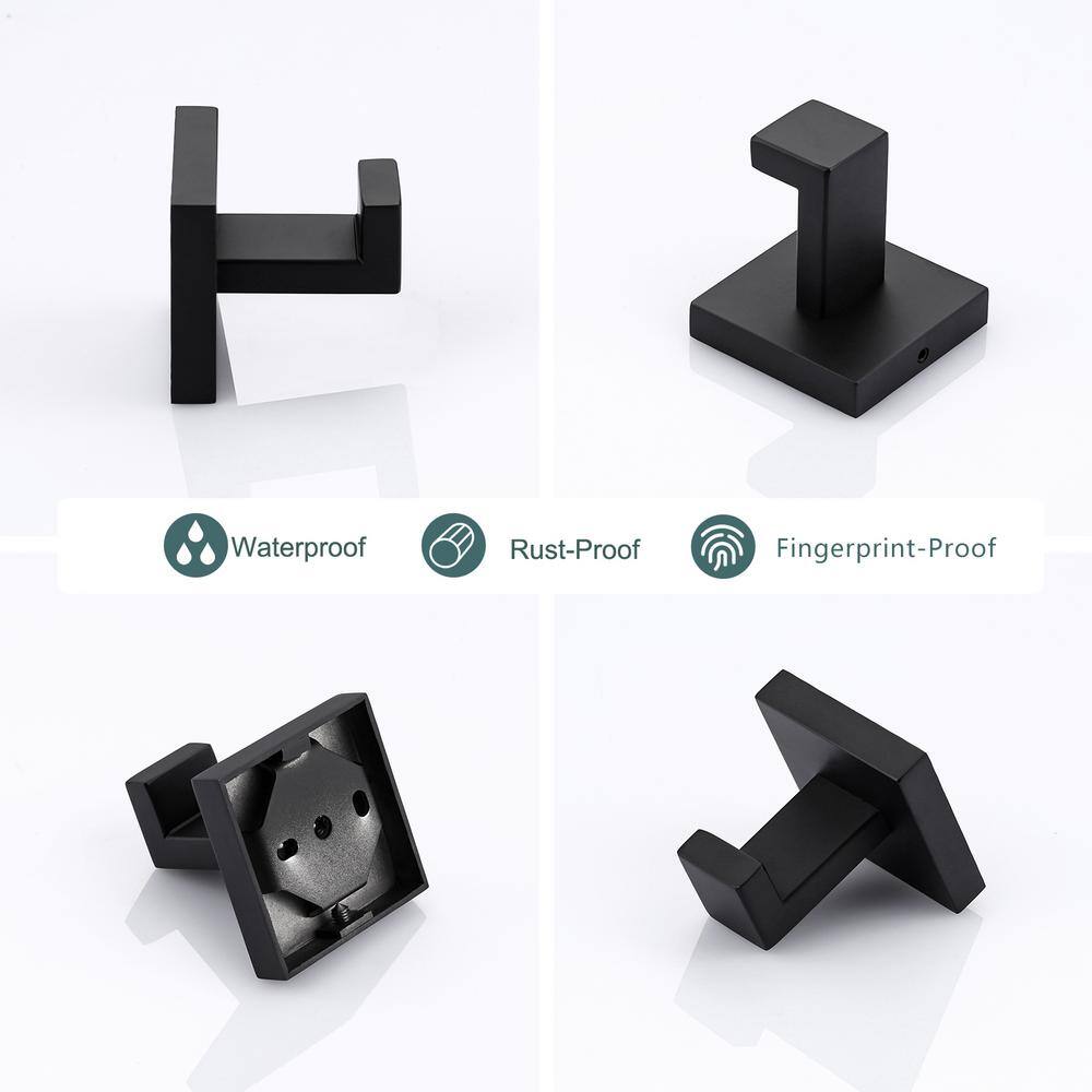 Matte Black Stainless Steel Wall Mounted Towel Hooks Set