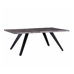 Jett 48in Grey Rectangle Acacia Solid Wood Coffee Table with Black Metal Legs