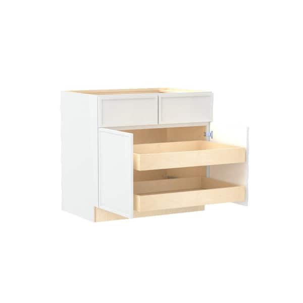 Franklin 33 in. W x 24 in. D x 34.5 in. H Assembled Plywood Base Kitchen Cabinet in Vesper White with 2ROT Soft Close