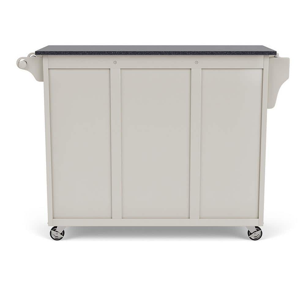 Off-White Granite Top Kitchen Cart with Storage