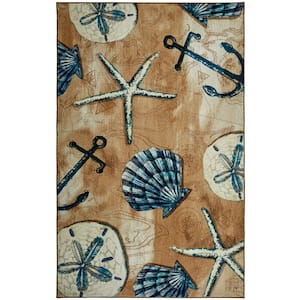 Tide Pool Shells Beige 5 ft. x 8 ft. Abstract Area Rug
