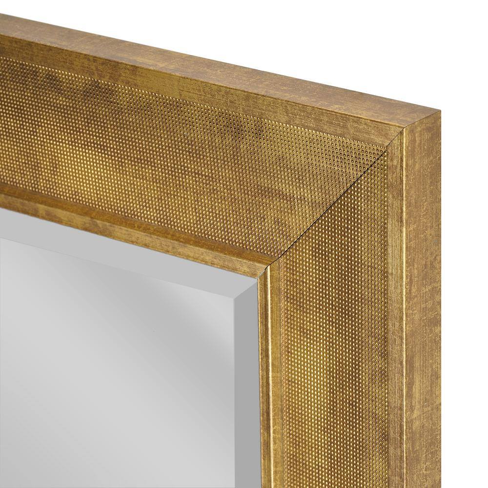 Antique Gold Textured Beveled Glass Rectangular Wall Mirror