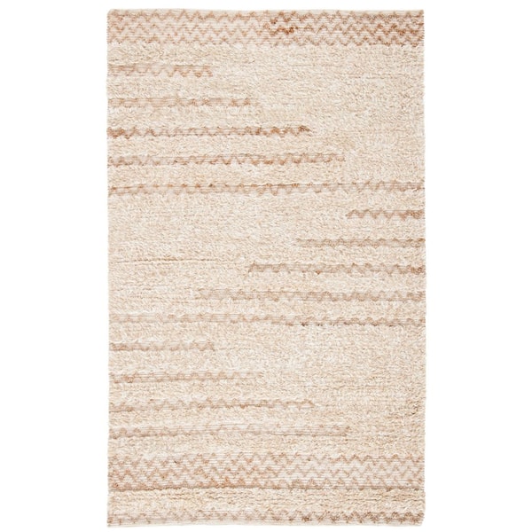 Natura 10 ft. x 14 ft. Beige/Natural Chevron Flokati Area Rug