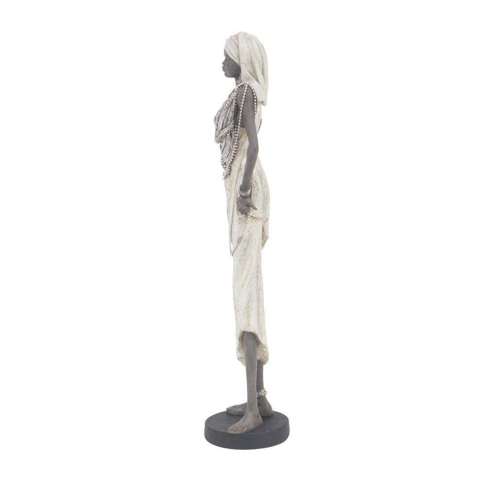 Elegant Trio of Polystone African Woman Sculptures in White