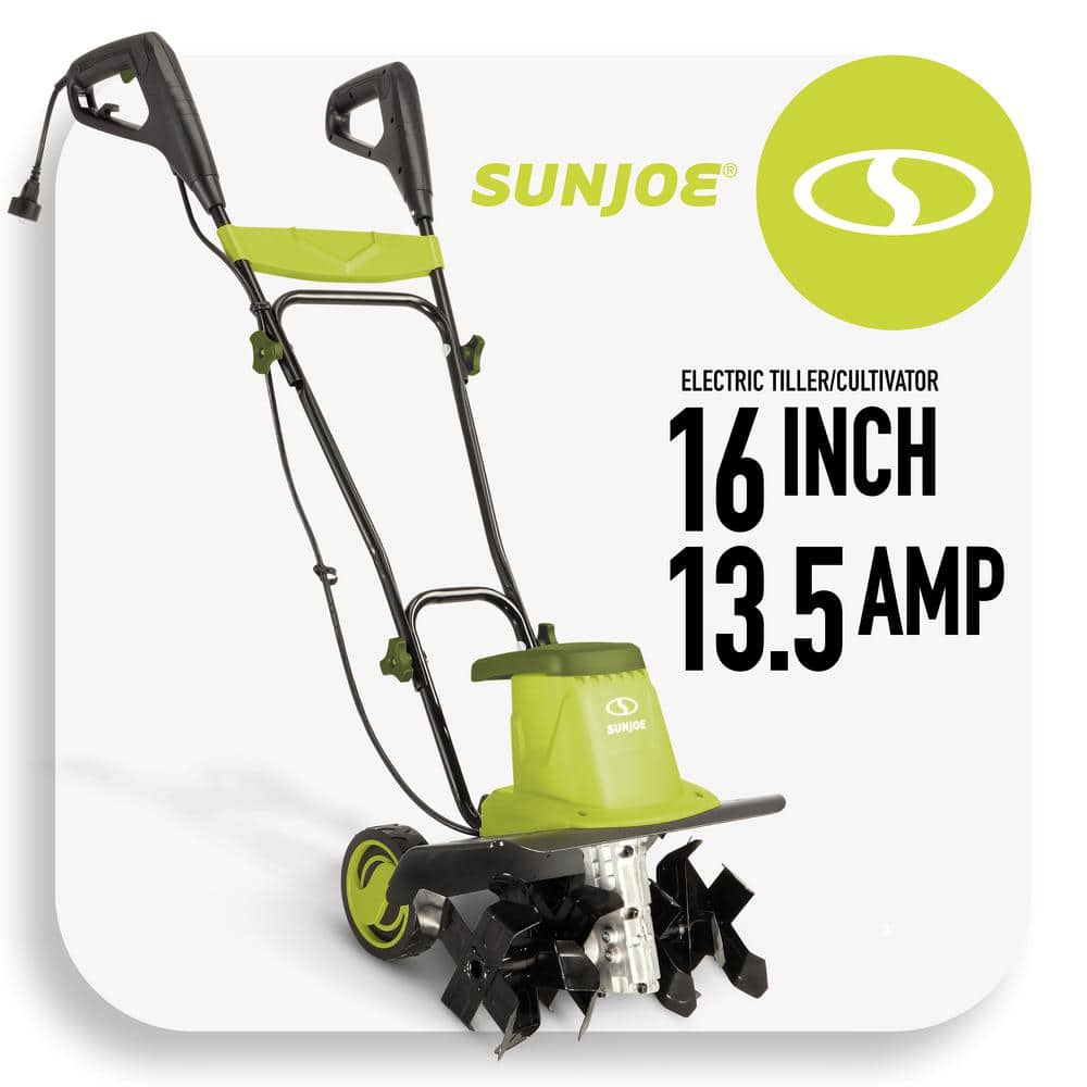 Sun Joe 13.5 Amp 16 in. Electric Tiller/Cultivator with 5.5 in. Wheels  TJ604E The Home Depot