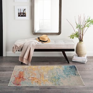 Celestial Sealife Multicolor 2 ft. x 4 ft. Abstract Modern Kitchen Area Rug
